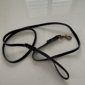 2 metre Leather Lead Black with Brass Clip
